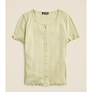 J. Crew Pointelle Short-Sleeve Knit Cardigan Top Green XS CI601 New